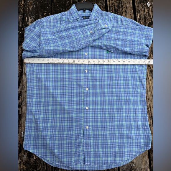 Polo Ralph Lauren Men’s Blue & Green Plaid L Long Sleeve Button Down Shirt T9 - Picture 4 of 7